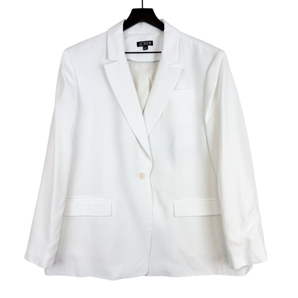 J.Crew Tuxedo Blazer Jacket in Drapey Viscose White - Plus Size 20